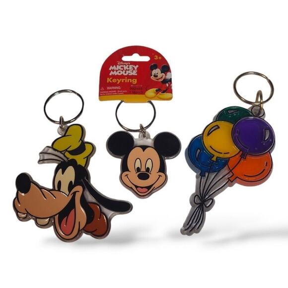 Disney House / Car Key Holder Mickey Mouse Goofy Balloons Lot of 3 Keyrings - Picture 1 of 7